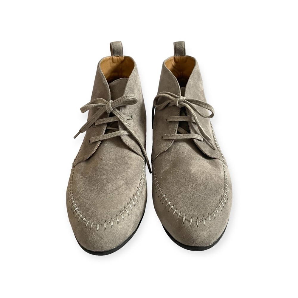 Comfortview | The Elsa Bootie Faux Suede Lace Up Ankle Boot Gray Womens 12